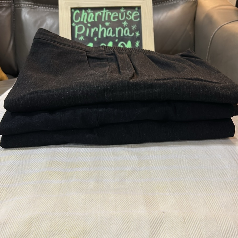 Laura Scott Black Casual Work Office Pants, SET OF 3. Elastic waist band Size 8 - Picture 2 of 5
